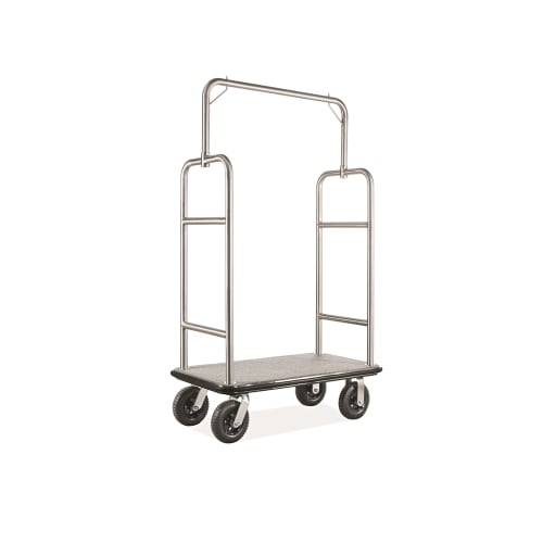 Bellman Cart, 44"W x 72"H x 24"D, Stainless Steel & Grey Carpet